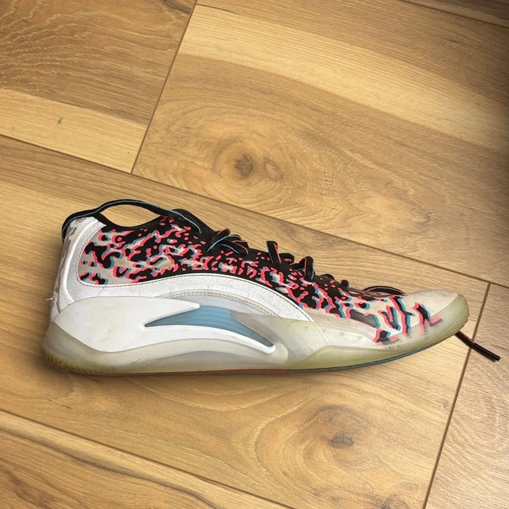 Jordan Zion 3 Athletic Shoes - White and Black with Red Accents - Picture 2 of 3